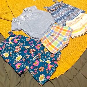 Bundle of 4T girls’ summer clothes. Three outfits. Carters and Osh Kosh